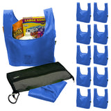 BagFold FAMILY - 10 Reusable Eco-Friendly Grocery Bags For Shopping In A Dispensing Pouch; Features Carabiner Clip & Coupon Pouch