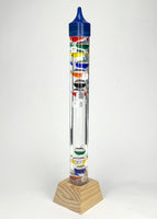 25" Tall Square Tube Galileo Thermometer With Wooden Base - 2025 UPDATE