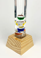 25" Tall Square Tube Galileo Thermometer With Wooden Base - 2025 UPDATE