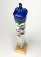 25" Tall Square Tube Galileo Thermometer With Wooden Base - 2025 UPDATE