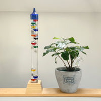 25" Tall Square Tube Galileo Thermometer With Wooden Base - 2025 UPDATE