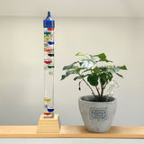 25" Tall Square Tube Galileo Thermometer With Wooden Base - 2025 UPDATE