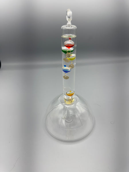 Flat Bottom Fitzroy Storm Glass Barometer With Galileo Thermometer - 8" Tall