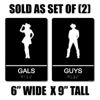 ADA Compliant “Honky Tonk" - Gals & Guys Country Themed Restroom Signs