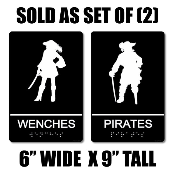 ADA Compliant “Pirates" - Wench & Pirate Themed Restroom Signs