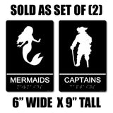 ADA Compliant “Nautical" - Mermaid & Captain Themed Restroom Signs