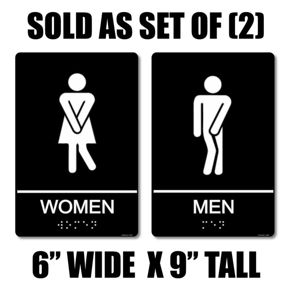 ADA Compliant “Gotta Go" - Comical Women & Men Themed Restroom / Bathroom Signs