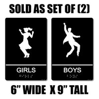 ADA Compliant “50's Sock Hop" - Girls & Boys Themed Restroom / Bathroom Signs
