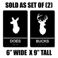 ADA Compliant “Does & Bucks" Deer Hunter Country Theme Restroom / Bathroom Signs