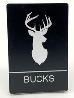 ADA Compliant “Does & Bucks" Deer Hunter Country Theme Restroom / Bathroom Signs