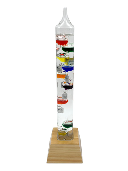 20" Tall Square Tube Galileo Thermometer With Wooden Base