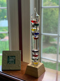 20" Tall Square Tube Galileo Thermometer With Wooden Base