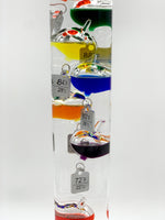 20" Tall Square Tube Galileo Thermometer With Wooden Base