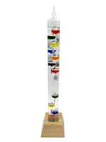 25" Tall Square Tube Galileo Thermometer With Wooden Base