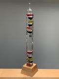 25" Tall Square Tube Galileo Thermometer With Wooden Base
