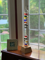 25" Tall Square Tube Galileo Thermometer With Wooden Base