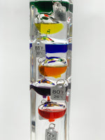 25" Tall Square Tube Galileo Thermometer With Wooden Base