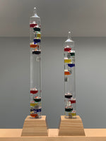 20" Tall Square Tube Galileo Thermometer With Wooden Base