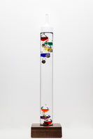 17" Tall Galileo Thermometer With Wooden Base