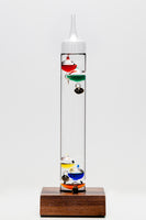 11" Tall Galileo Thermometer With Wooden Base