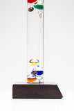 11" Tall Galileo Thermometer With Wooden Base
