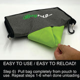 BagFold LIGHT - 10 Reusable Eco-Friendly Grocery Bags For Shopping In A Dispensing Pouch; Features Carabiner Clip & Coupon Pouch