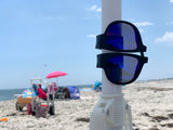 Folding Sunglasses with Slap Bracelet Arms - BLACK ARMS / REFLECTIVE LENSES