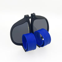 Folding Sunglasses with Slap Bracelet Arms - BLUE ARMS / POLARIZED LENSES