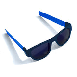 Folding Sunglasses with Slap Bracelet Arms - BLUE ARMS / POLARIZED LENSES